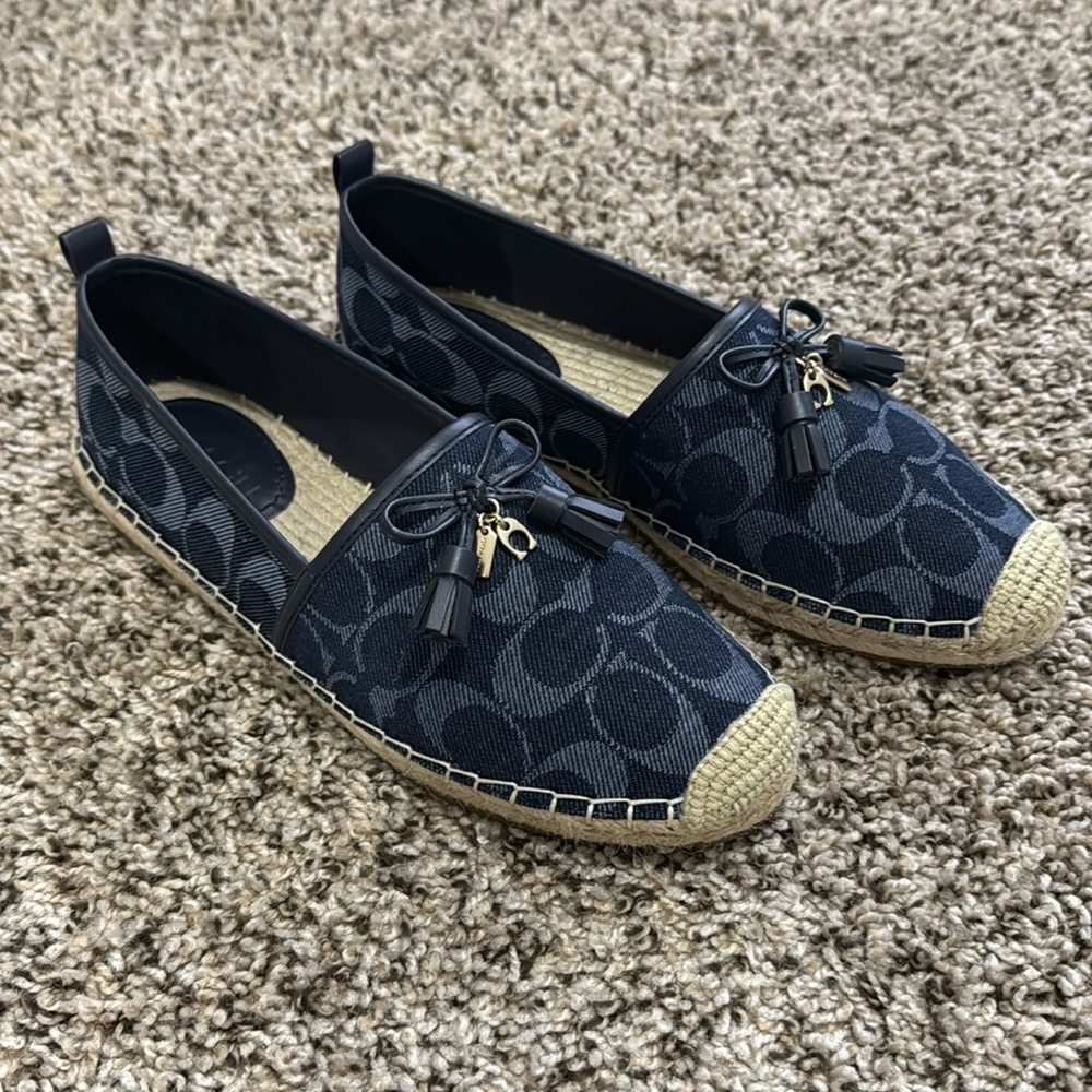 Coach Blue Denim With Logo Espadrilles